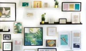 Galeria obrazów DIY: motyl, ananas, liście, ptak i serce z napisem "HOME".