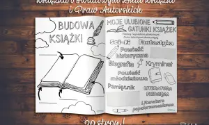 Karty pracy na Dzień Książki i Praw Autorskich: budowa książki, ulubione gatunki (fantastyka, kryminał, sci-fi), literatura dziecięca.