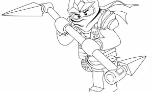 Kolorowanki Lego Ninjago Lloyd w akcji z bronią. Gotowy do walki!