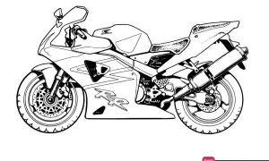 Czarno-biała honda kolorowanka, sportowy motocykl gotowy do pokolorowania.