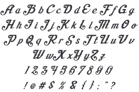 Elegancki font z brokatowym efektem. Znajdziesz tu ładne napisy do skopiowania: litery, cyfry i znaki specjalne.