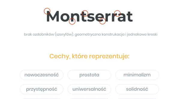 Montserrat to czcionka bezszeryfowa, prosta i nowoczesna.
