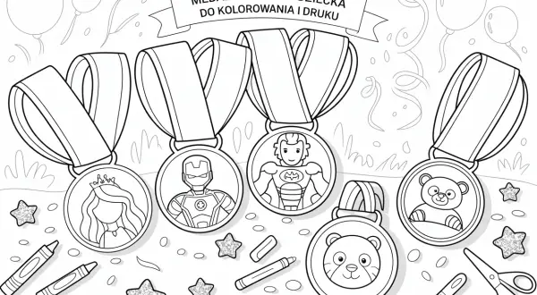 Szablony medali dla dzieci do druku i kolorowania: księżniczka, superbohaterowie, misie. Idealne na Dzień Dziecka!