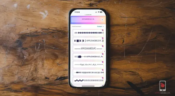 Szukasz ładnej czcionki na IG? Na ekranie telefonu widzisz generator fontów z różnymi wariantami nazwy "APPLEMOBILE.PL".