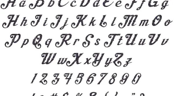Elegancki font z brokatowym efektem. Znajdziesz tu ładne napisy do skopiowania: litery, cyfry i znaki specjalne.