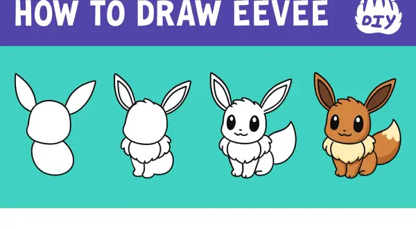 Jak narysować Eevee, jednego z najpopularniejszych pokemonów. Rysunki krok po kroku.