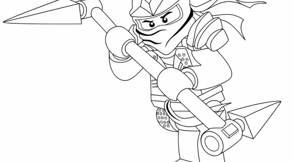 Kolorowanki Lego Ninjago Lloyd w akcji z bronią. Gotowy do walki!