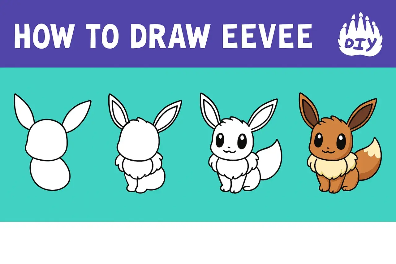 Jak narysować Eevee, jednego z najpopularniejszych pokemonów. Rysunki krok po kroku.