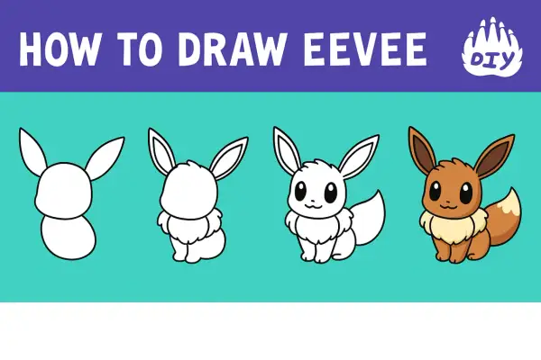 Jak narysować Eevee, jednego z najpopularniejszych pokemonów. Rysunki krok po kroku.